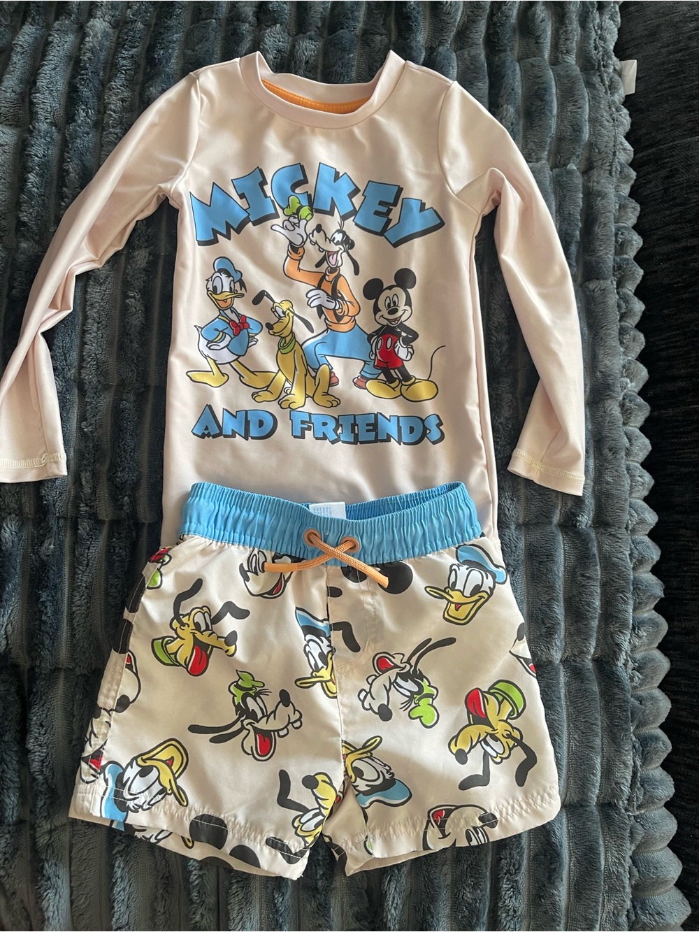 Disney Cream and Blue Mickey & Friends Pajama Set